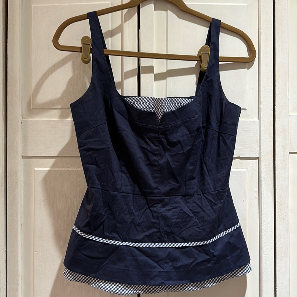 Navy and gingham crop top from Anthropologie